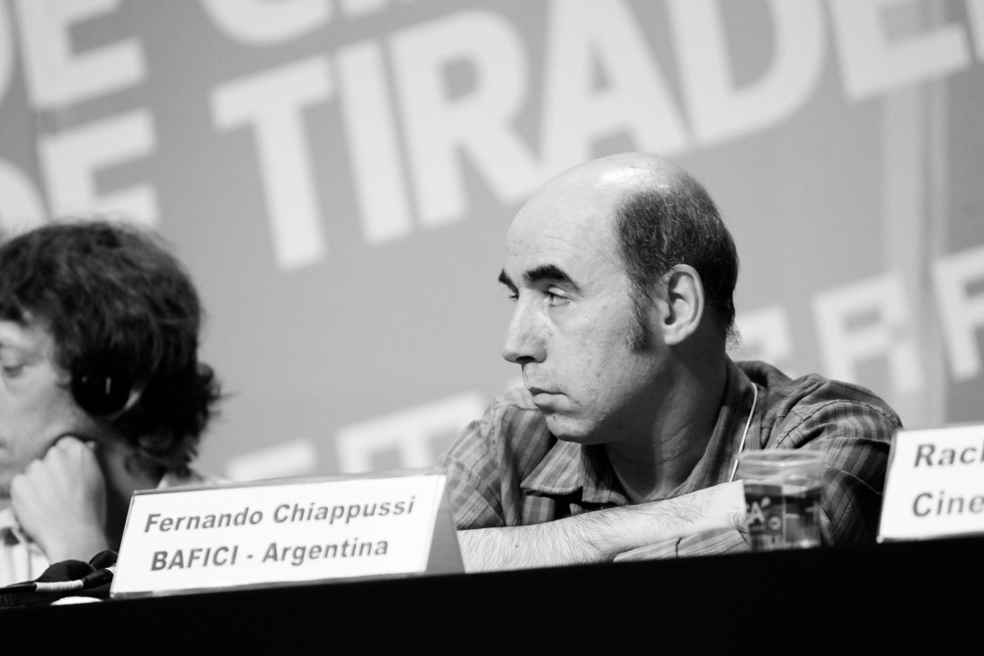 Fernando Chiappussi sits at a panel table with a nameplate identifying him as BAFICI programmer from Argentina.