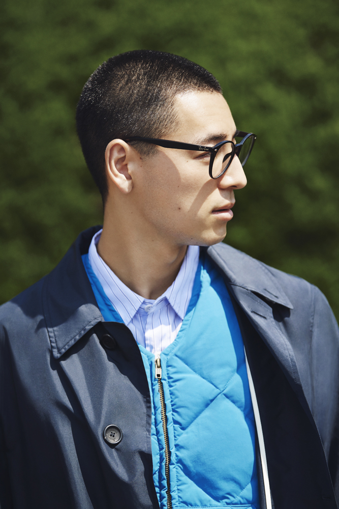 Outerwear focus with coat, gilet and classic eyewear