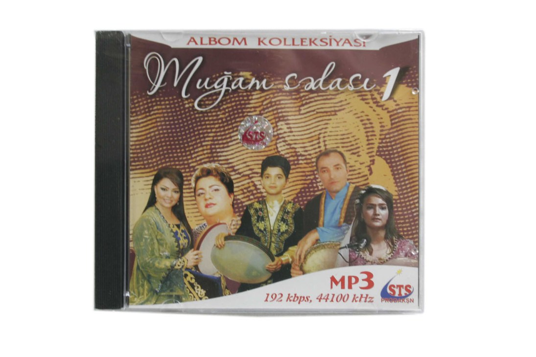 CD of traditional Mugham music album collection featuring five musicians in traditional Azerbaijani dress.