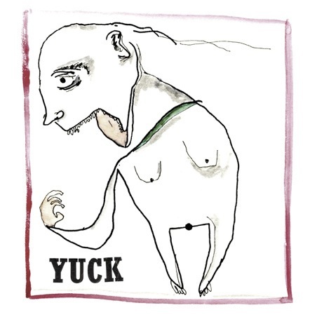 Line drawing of an abstract figure with the word 'YUCK' printed below, album cover for the band Yuck.