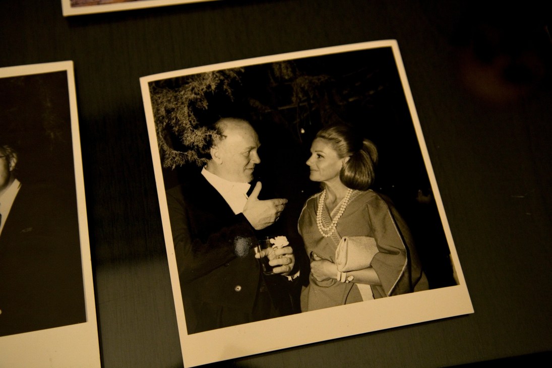 May Arida with pianist Sviatoslav Richter in conversation at an evening event.
