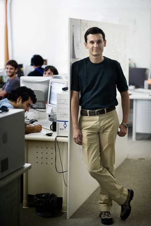 Tarqüínio Teles, director of Hoplon games software company, stands in an office at Alfa Technology Park in Florianópolis.