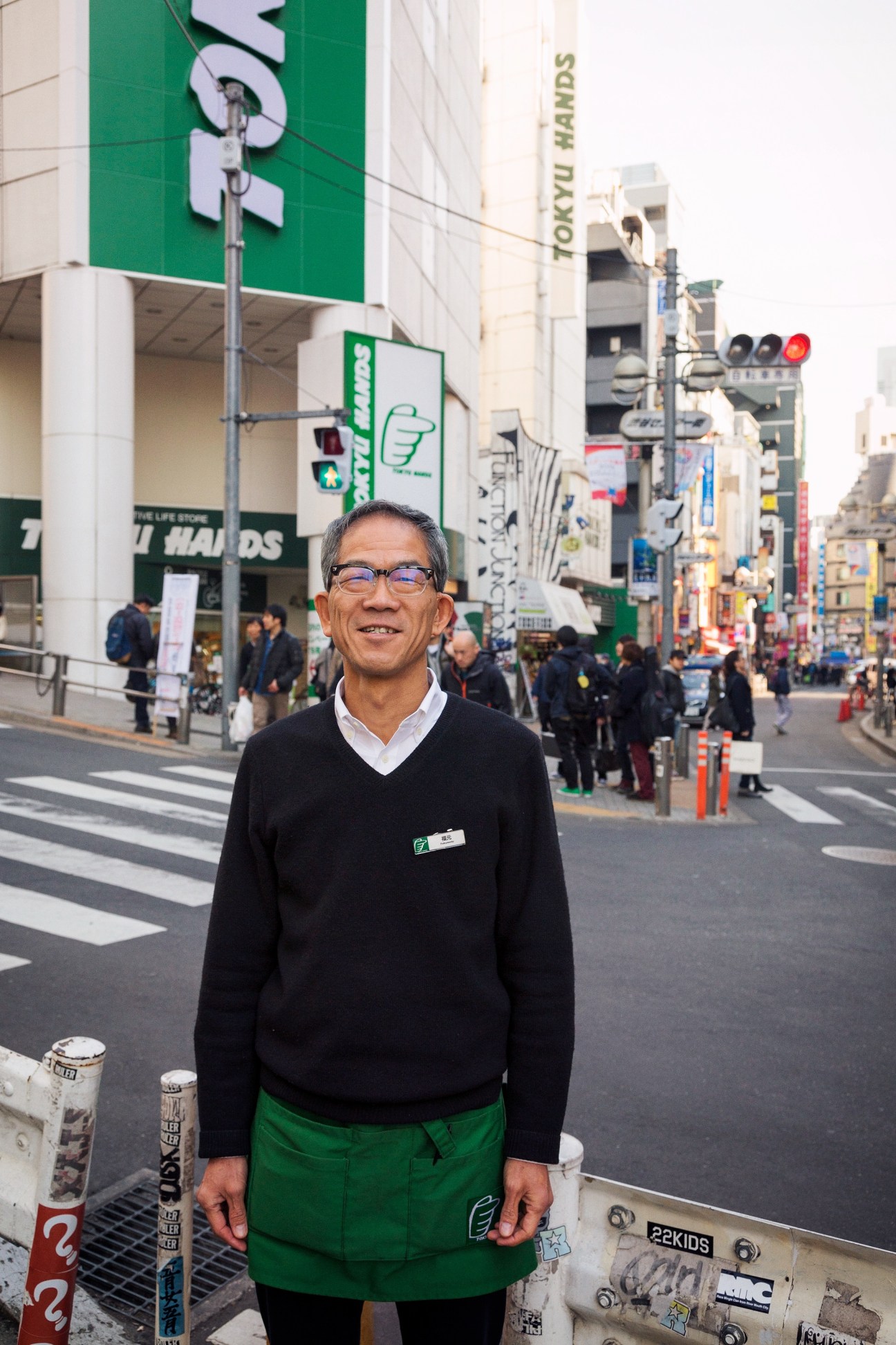 Shop manager Kazuhiro Fukumoto standing outside Tokyu Hands Shibuya store in Tokyo.