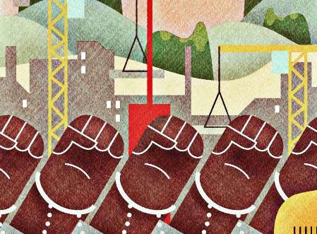 Illustration of Malawi's new flag with full sun displayed on a flagpole amid construction cranes and landscape.