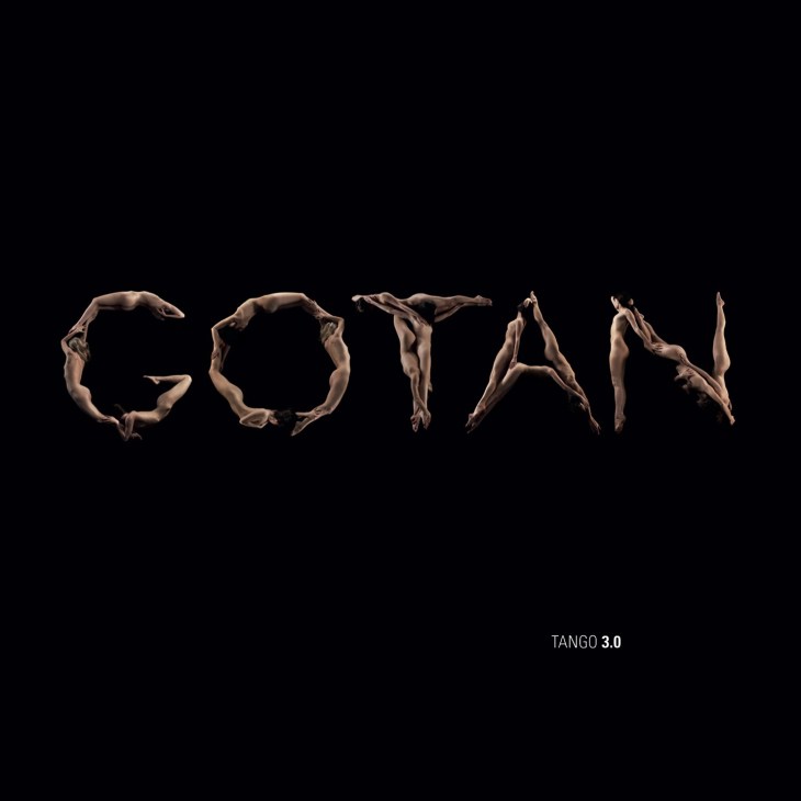 Album cover for Gotan Project's Tango 3.0 featuring nude figures forming letters against black background.
