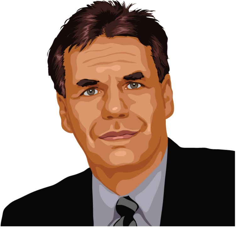 Portrait illustration of Olli-Pekka Kallasvuo, Chief Executive of Nokia, wearing a dark suit and tie.
