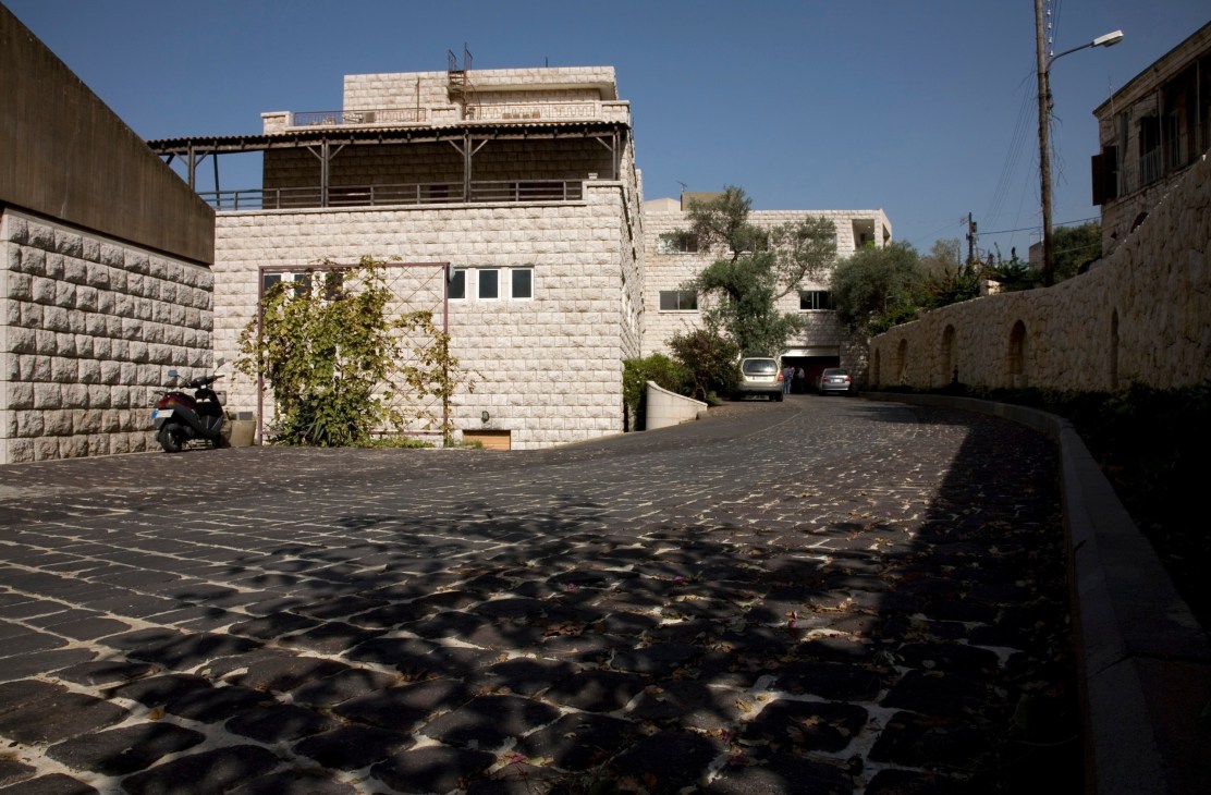 Stone building with courtyard at Château Musar winery in Lebanon.