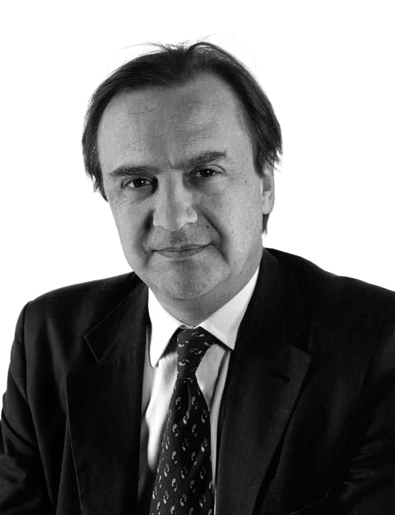 Black and white portrait photograph of Nick Lambourn, Christie's specialist in Australian art sales.