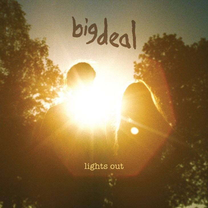 Big Deal album cover 'Lights Out' featuring two silhouetted figures backlit by golden sunlight through trees.