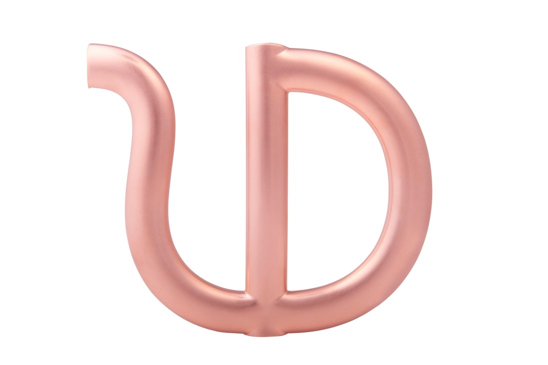 Rose gold copper curved sculptural form with organic tubular design