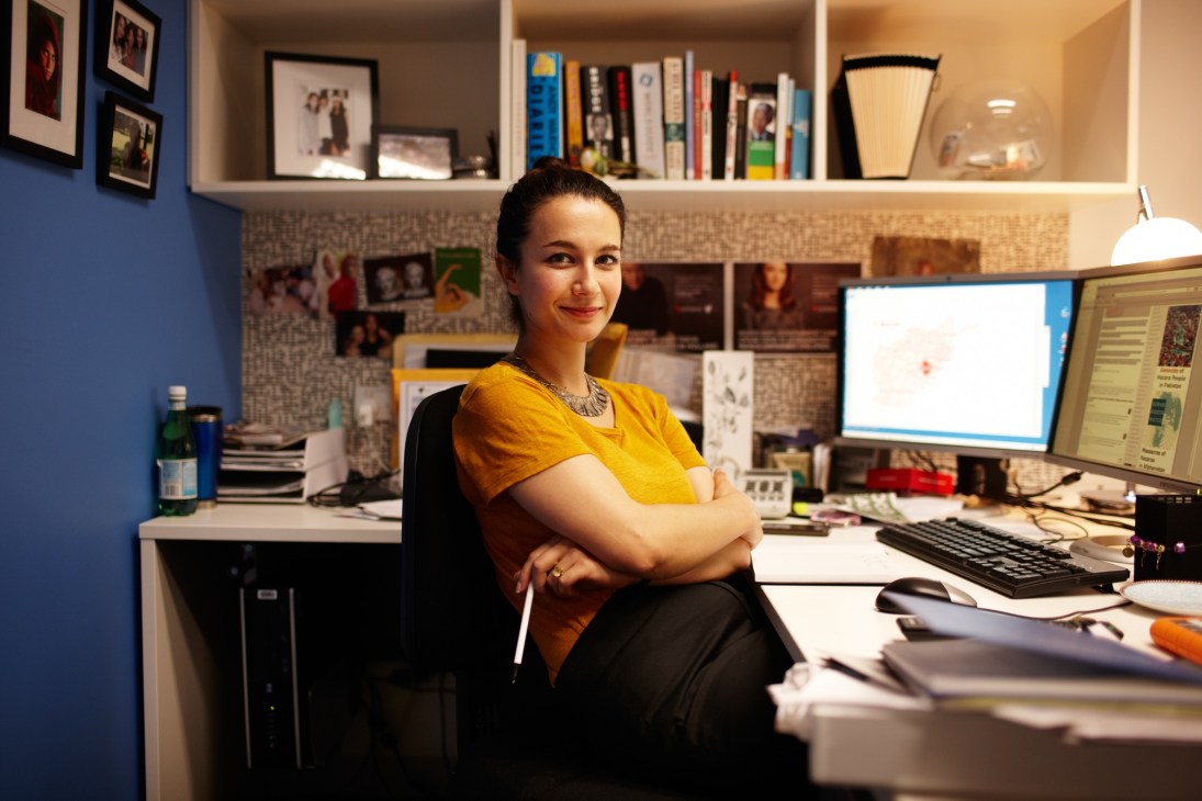 Yalda Hakim, Dateline presenter, poses in her office at SBS headquarters in Sydney.