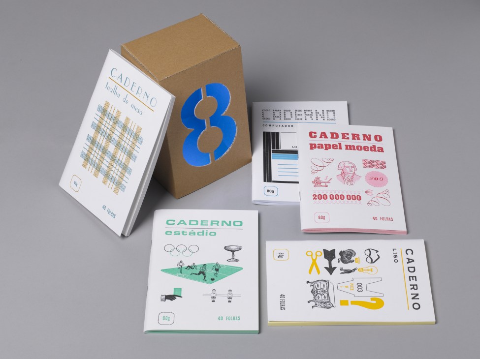 Serrote limited-edition notebooks with vintage typography and Portuguese cultural graphics printed on Heidelberg presses.