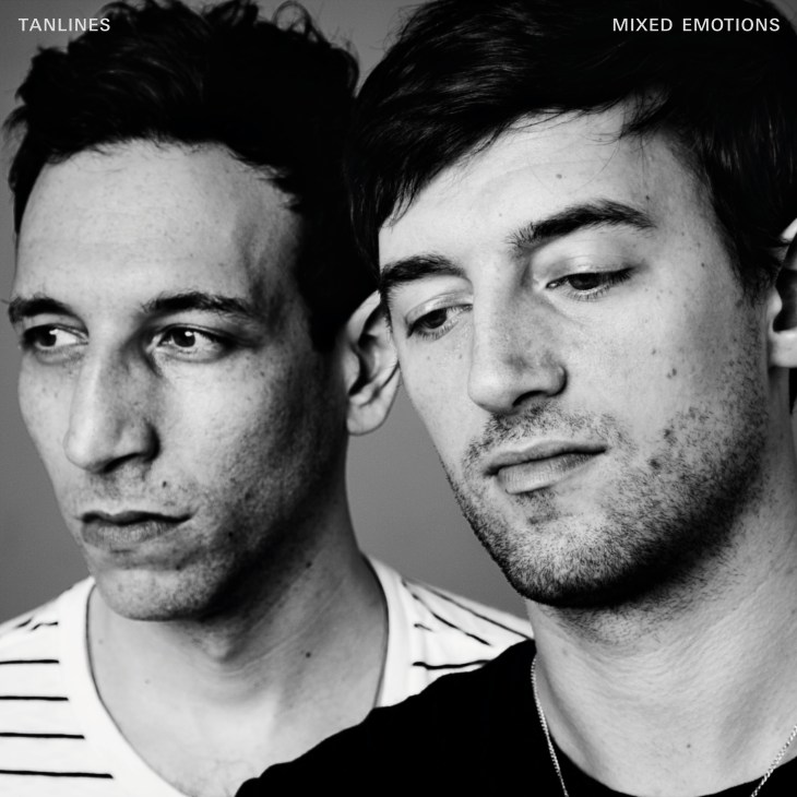 Black and white portrait photograph of two men from the electronic duo Tanlines for their album Mixed Emotions.