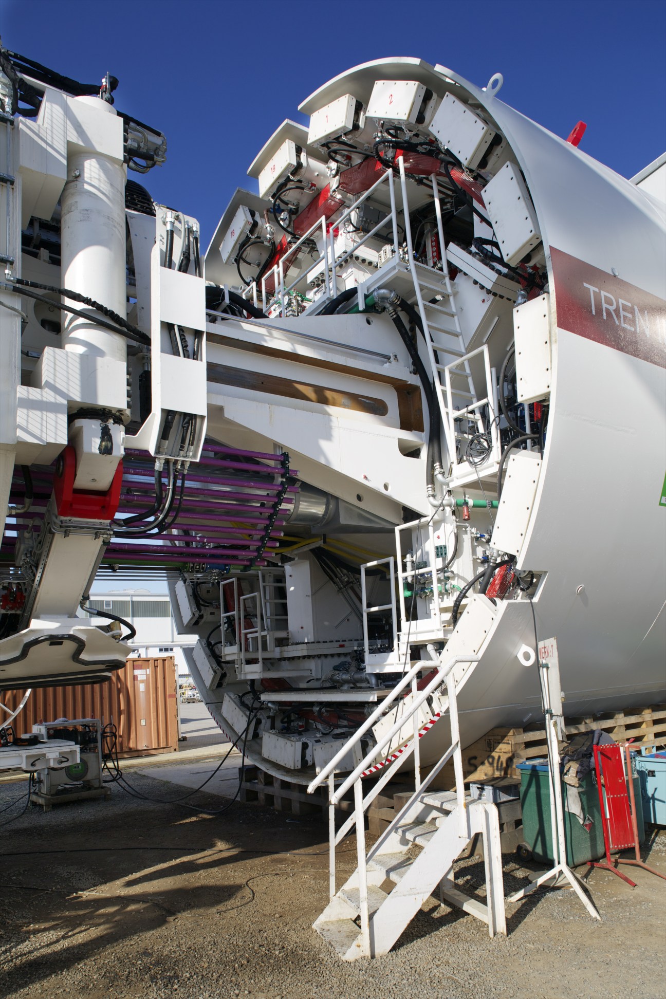 Tunnel-boring machine head undergoing testing at Herrenknecht's factory in Germany.