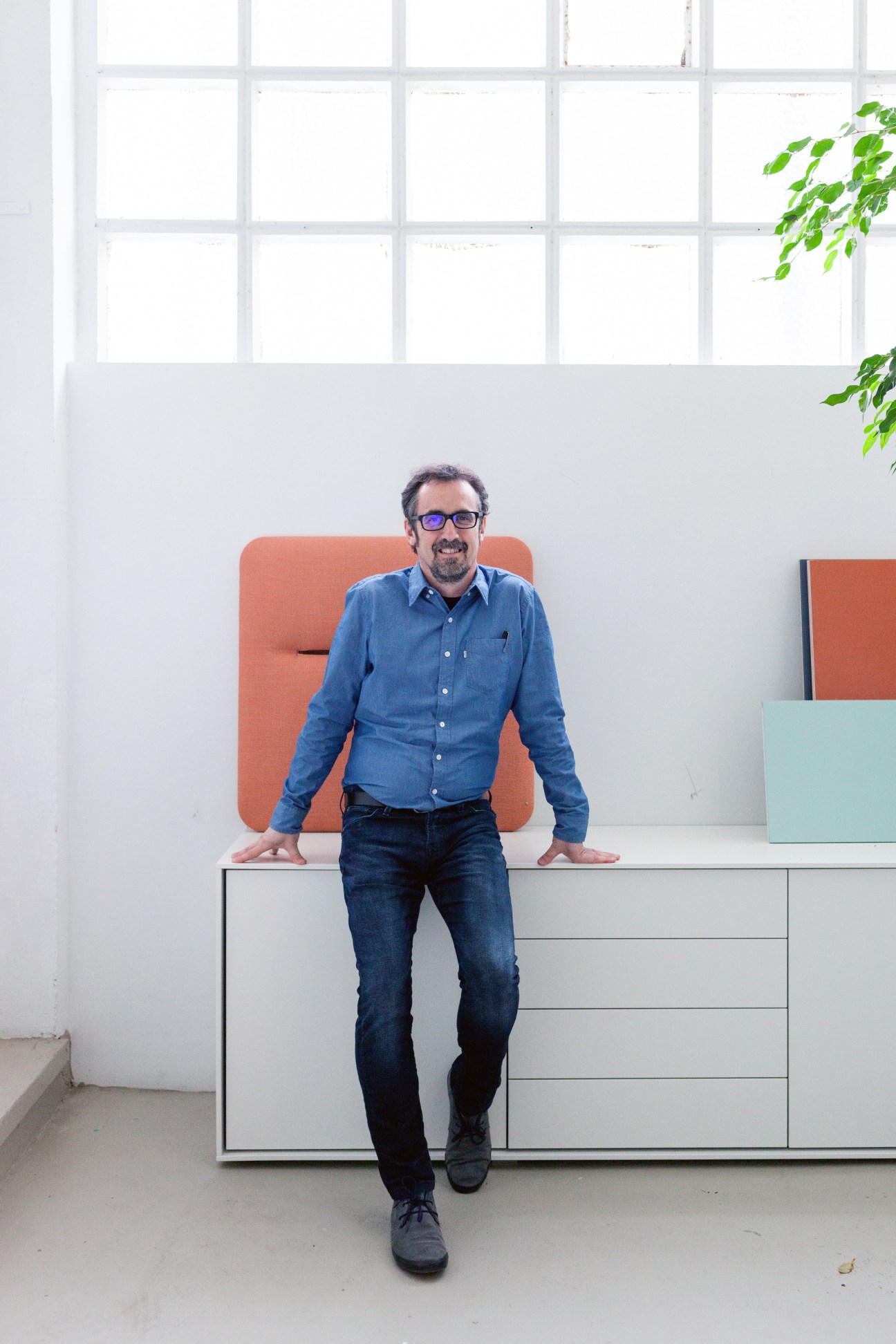 Gorka Aldabaldetreku, CEO of Treku furniture company, poses at his desk in the Zarautz headquarters.