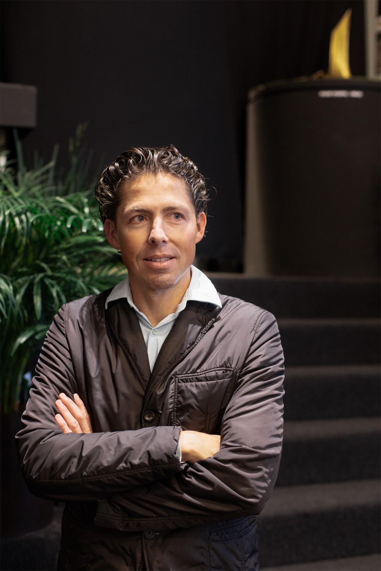 Fernando Romero, founder of FR-EE architecture firm, stands with arms crossed in his Mexico City office.