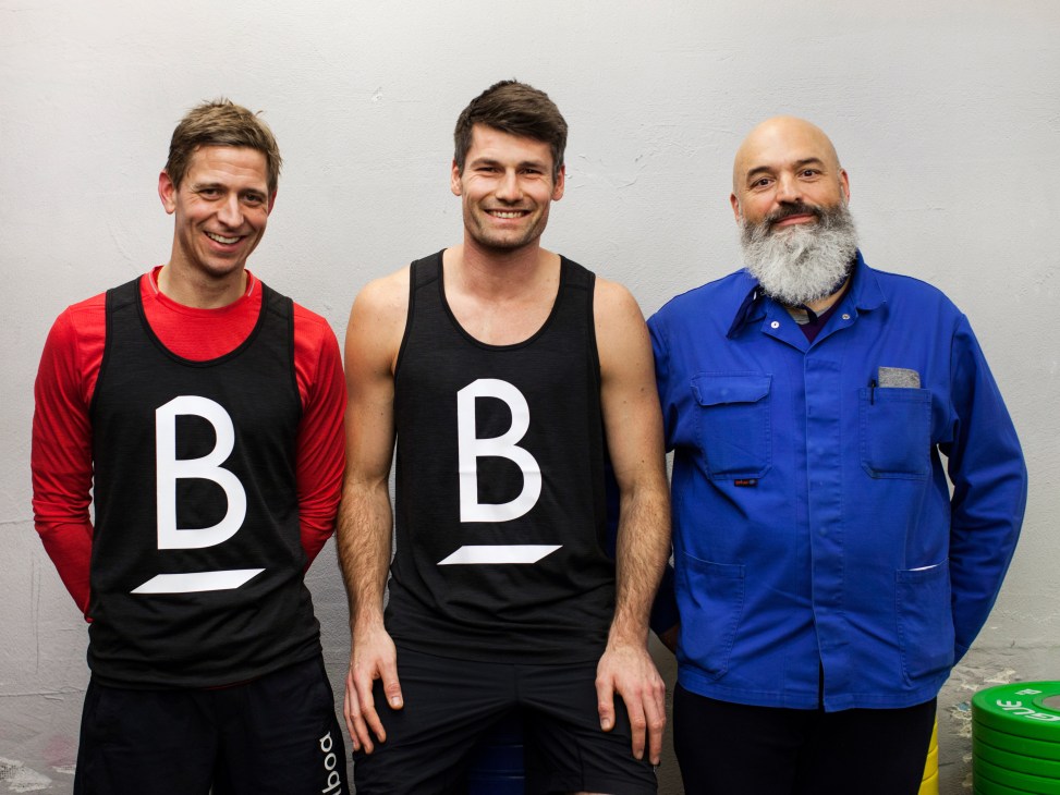 Three men smiling at the camera: Erich Züger, Timo Klein and Paco Savio, co-founders of Balboa Bar & Gym.