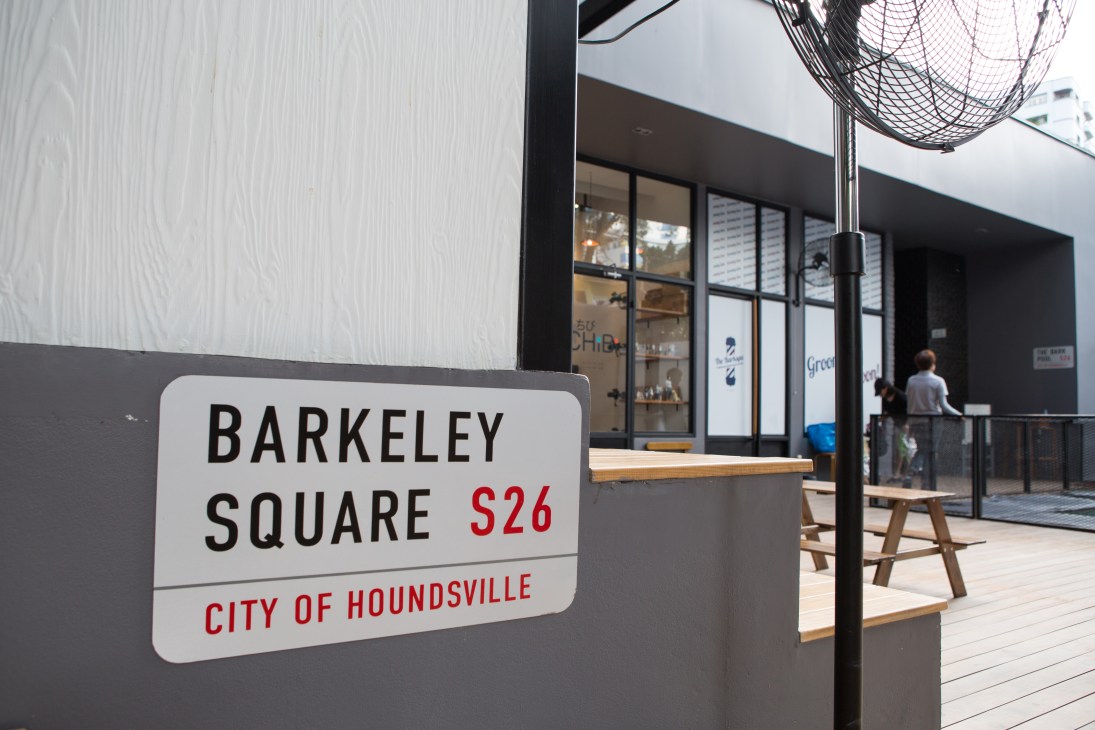 Barkeley Square S26 sign mimicking London place names at The Barkyard Bangkok