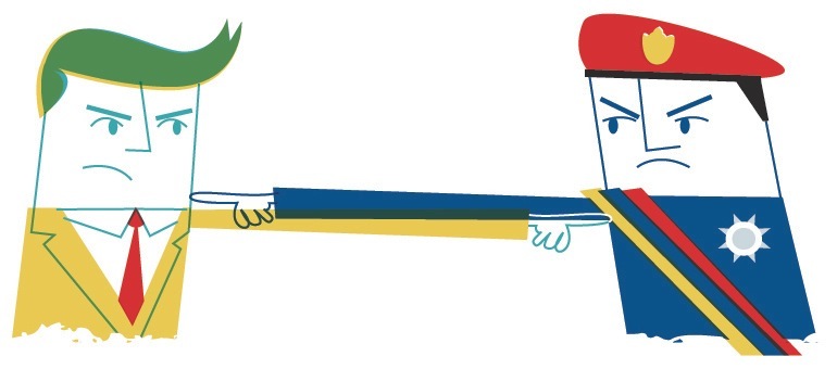 Illustration of two cartoon characters in conflict representing Venezuela's political tensions.