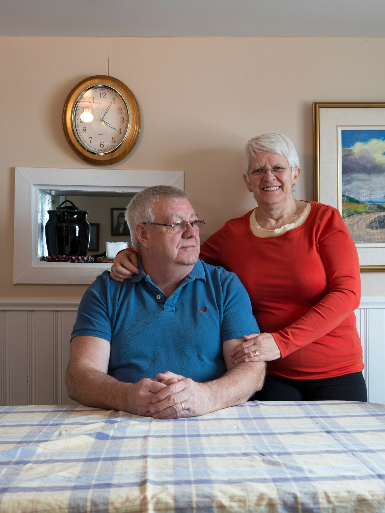 Pete Decker with his wife Margaret standing in their home kitchen