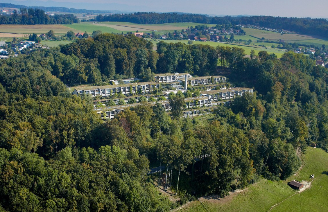 Street view of Halen Estate showing walkways and terraced housing structure