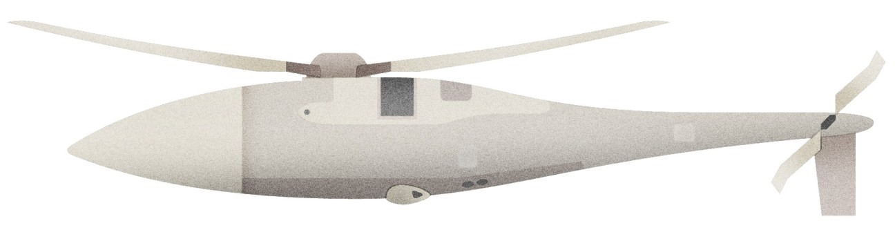 Illustration of a military transport helicopter with twin rotors in neutral tones.