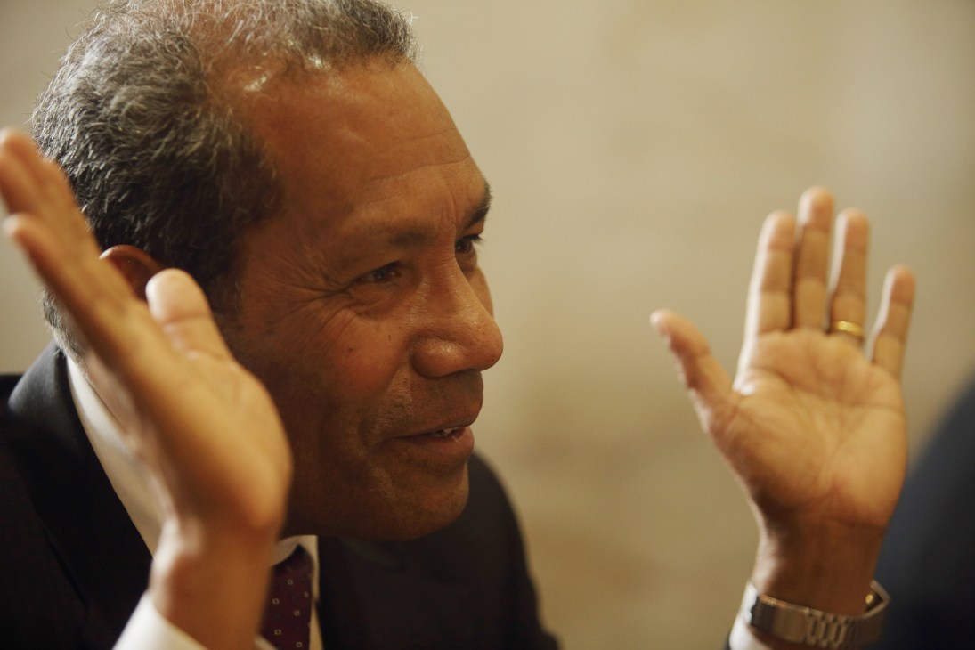Abel Guterres, Timor-Leste's ambassador to Australia, gestures while speaking during an interview.