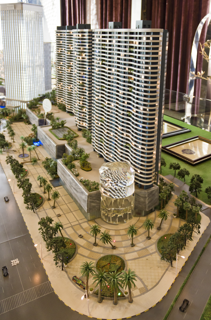 Architectural model of high-rise residential towers planned for Dynatown in downtown Dongguan.
