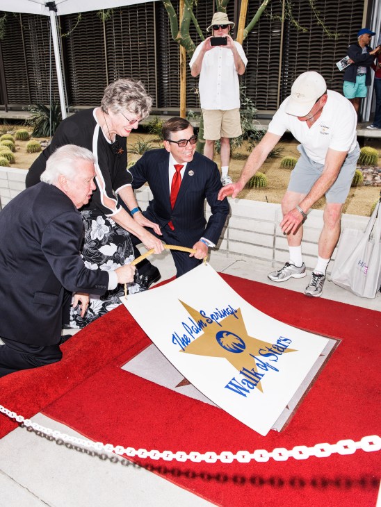 John Lautner's daughter Judith unveils architect's star on red carpet during Modernism Week ceremony.