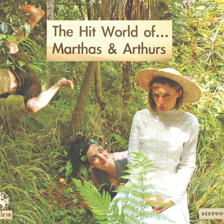 Album cover for Marthas & Arthurs' The Hit World of... featuring two people in a lush, green forest setting.