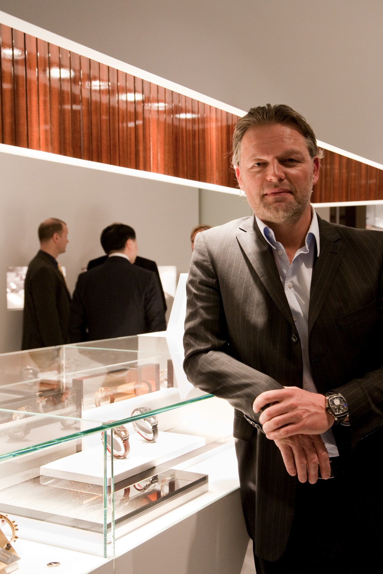 Thomas Morf, CEO of Carl F Bucherer, at the watchmaker's exhibition stand at Basel watch fair.